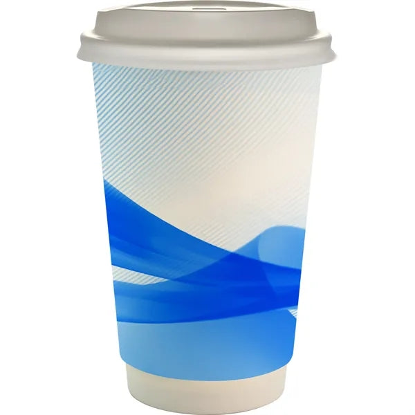 16 oz. Full Color Groovy Paper Cup With Lid