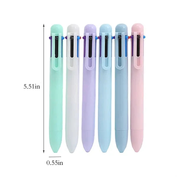 6-in-1 Multicolor Plunger-action Retractable Ballpoint Pen