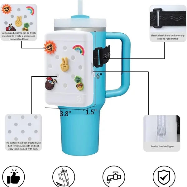 Silicone Water Bottle Pouch with 5 Charms