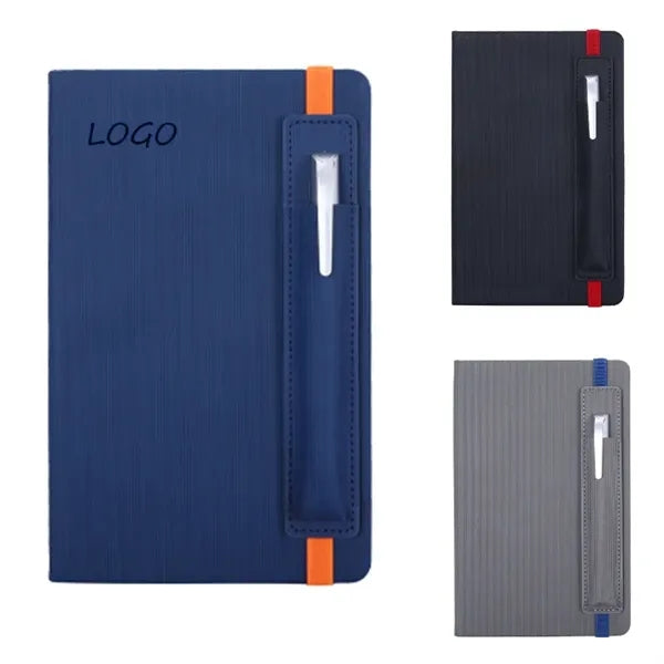 PU Vertical Cover Notebook With Pen