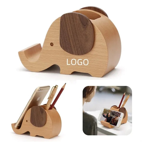 Wooden Elephant Pen Holder