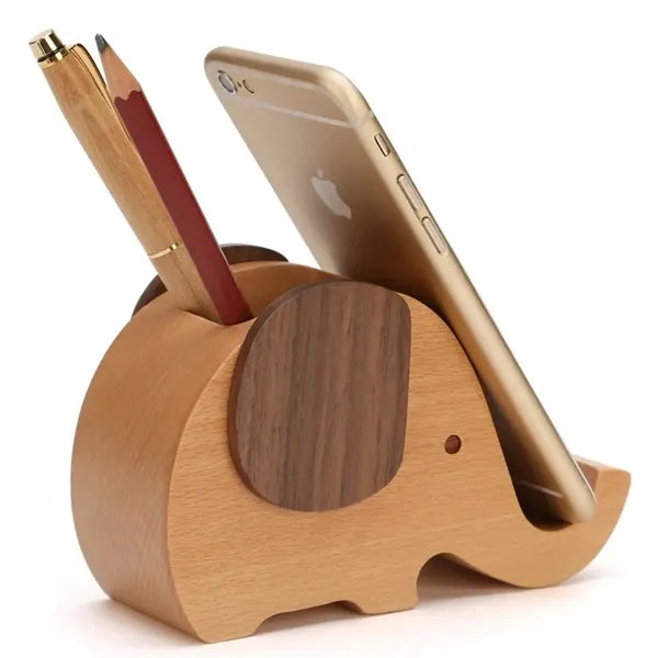 Wooden Elephant Pen Holder