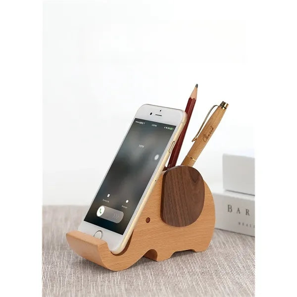 Wooden Elephant Pen Holder