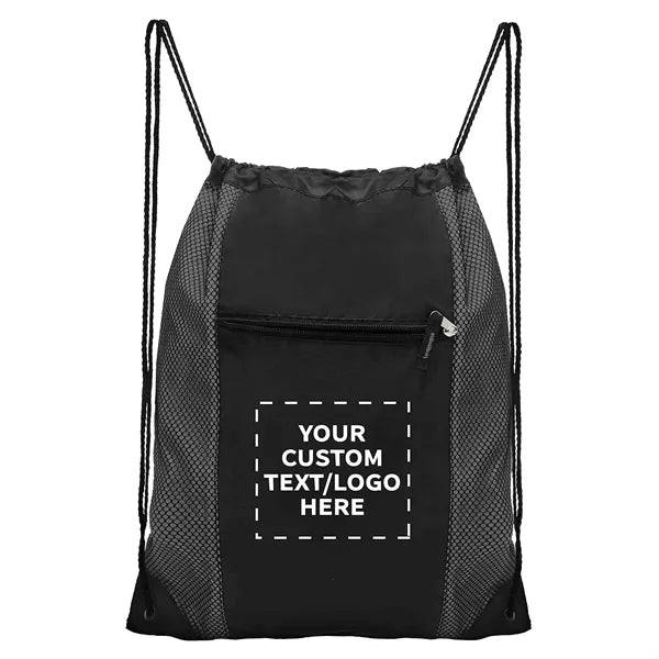 Zipper Pocket Drawstring Backpacks