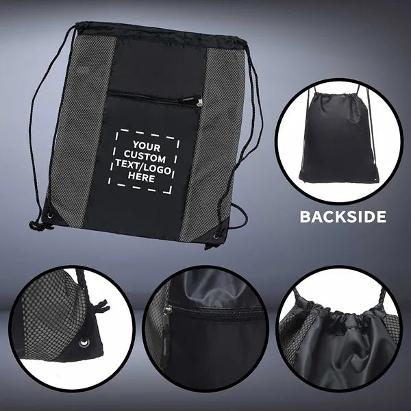 Zipper Pocket Drawstring Backpacks