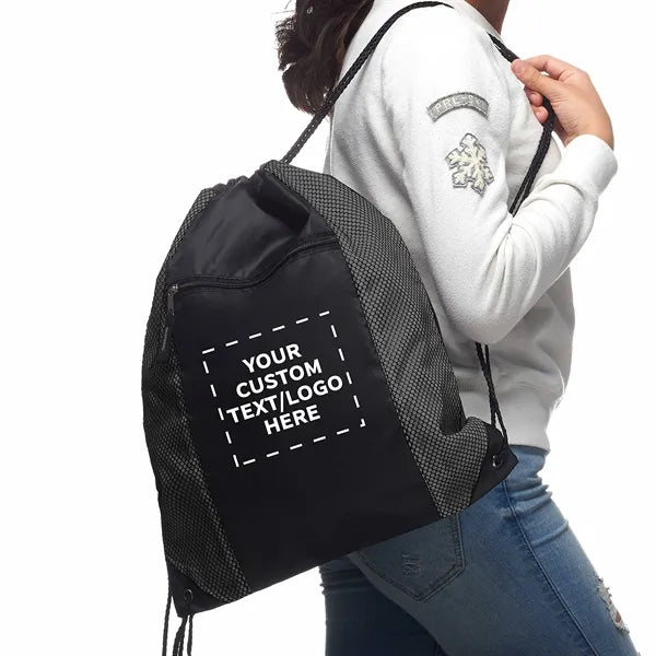 Zipper Pocket Drawstring Backpacks