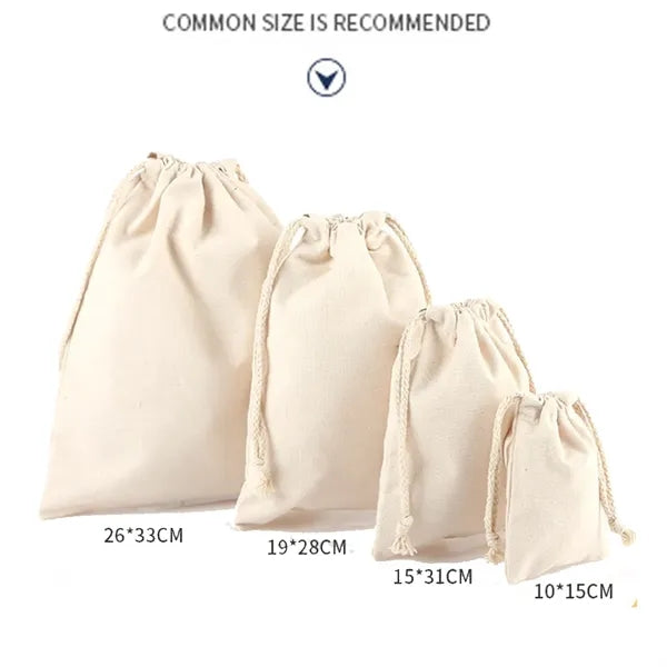 Washable Food Large Muslin Colorful Cotton Drawstring Bags
