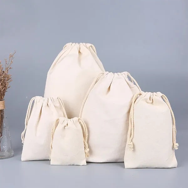 Washable Food Large Muslin Colorful Cotton Drawstring Bags