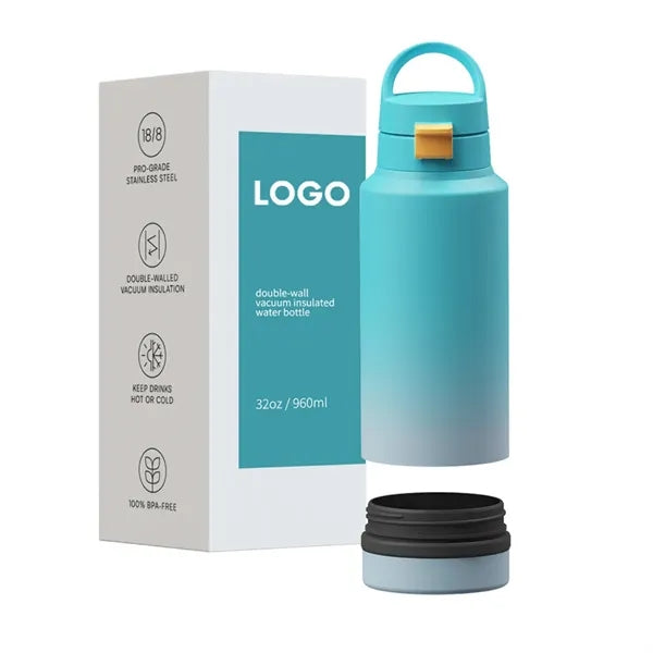 Insulated Sports Water Bottle With 8 oz Storage Compartment