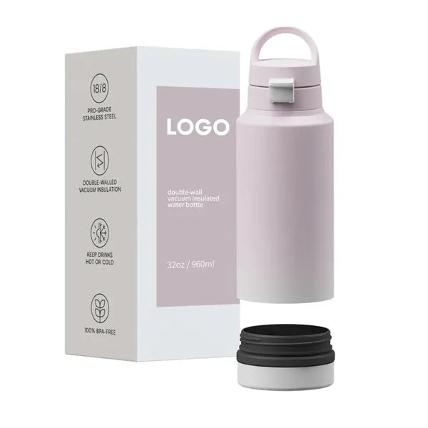 Insulated Sports Water Bottle With 8 oz Storage Compartment