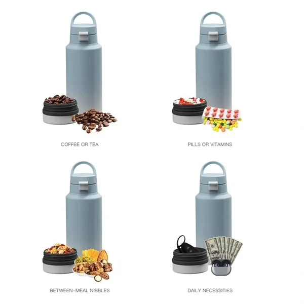 Insulated Sports Water Bottle With 8 oz Storage Compartment