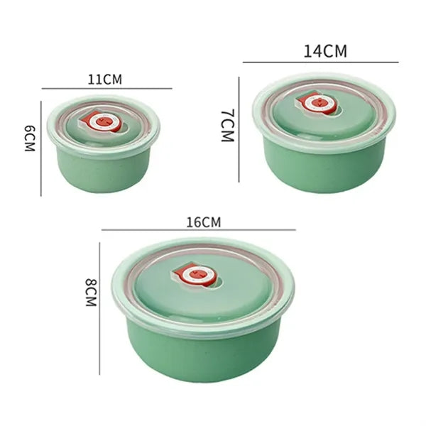 Kids Bento Box Wheat Straw Bowl Set