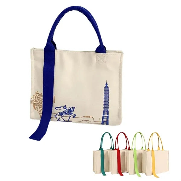 Closure Cotton Canvas Shopping Bag