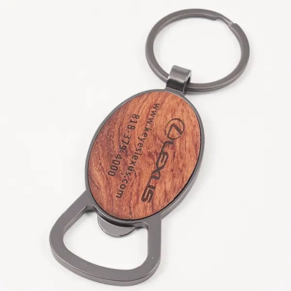 Oval Wooden Bottle Opener Keychain