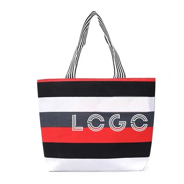 Rainbow Canvas Zipper Tote Bag