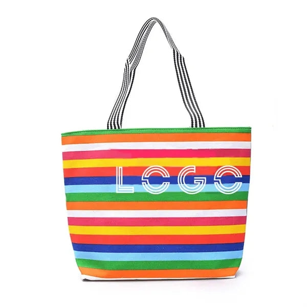 Rainbow Canvas Zipper Tote Bag