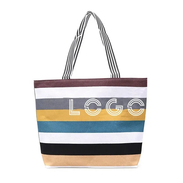 Rainbow Canvas Zipper Tote Bag