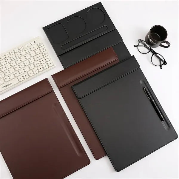 Leather Magnetic business Clipboard with Pen Slot A4