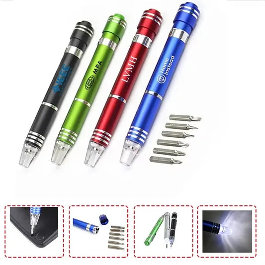 8in1 Mini Screwdrivers Pen Set Magnetic LED Light