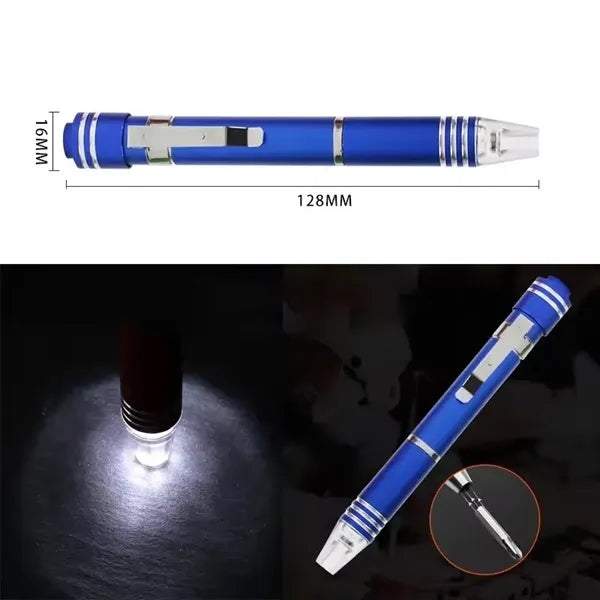 8in1 Mini Screwdrivers Pen Set Magnetic LED Light