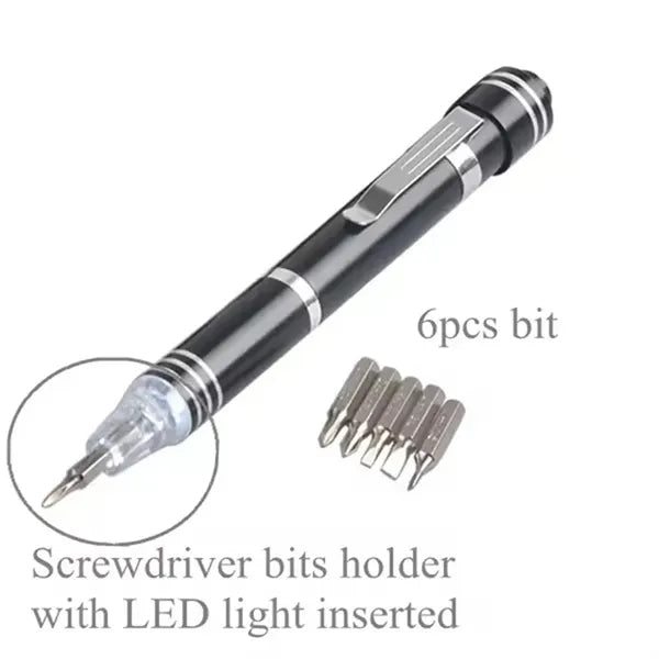 8in1 Mini Screwdrivers Pen Set Magnetic LED Light