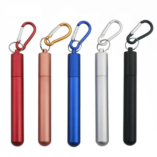 Collapsible Straw Set W/ Carabiner