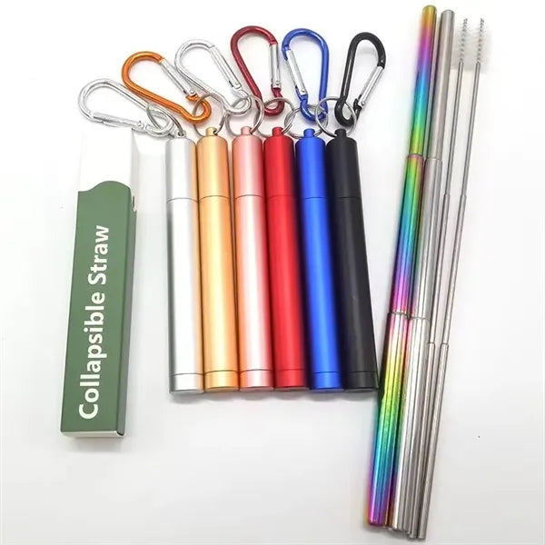 Collapsible Straw Set W/ Carabiner