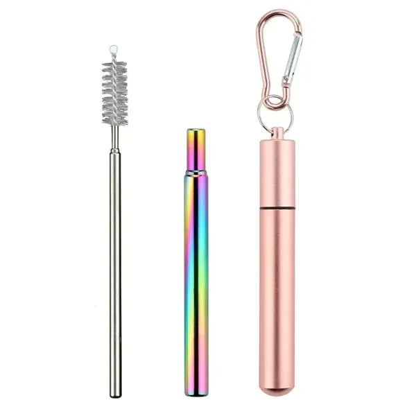Collapsible Straw Set W/ Carabiner