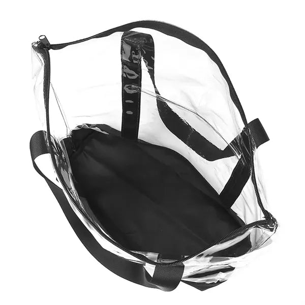Large Clear PVC Tote Bag With Zipper Closure black