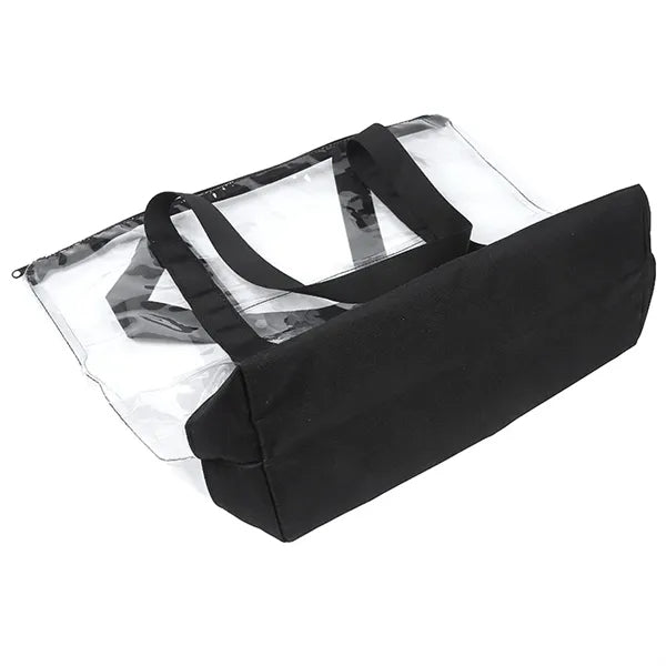 Large Clear PVC Tote Bag With Zipper Closure black