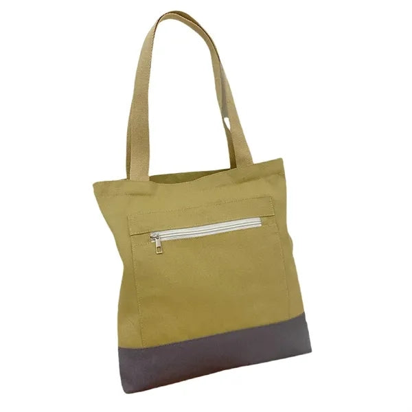 Large-capacity Canvas Bag with front zipper pocket