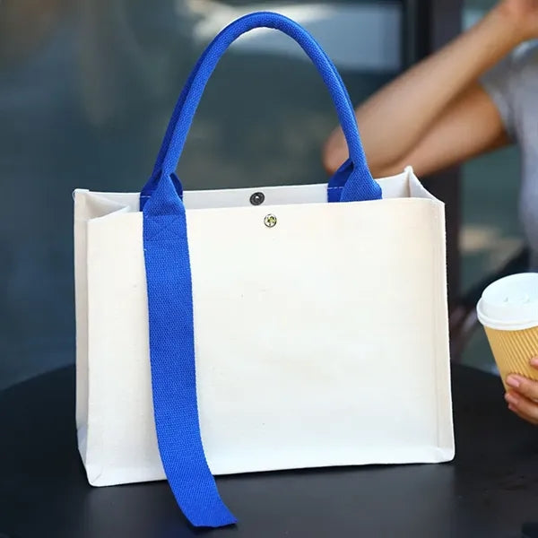Cotton Canvas Tote Bag w/ Plain Long Handle