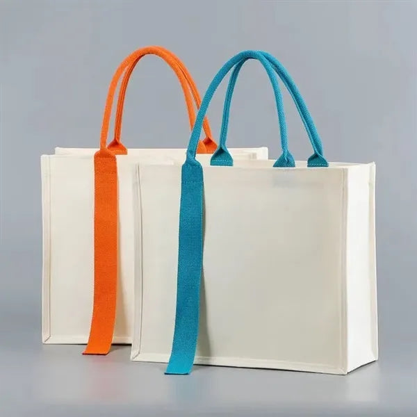 Cotton Canvas Tote Bag w/ Plain Long Handle