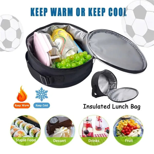 9 Can Insulated Soccer Ball Lunch Bag Kid School Sports Tote