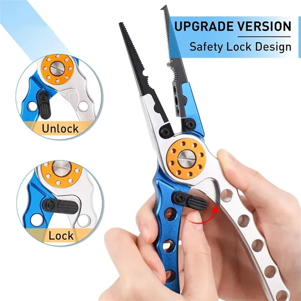 Self-Locking Fishing Pliers with Anti-Lost Spring