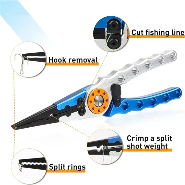 Self-Locking Fishing Pliers with Anti-Lost Spring