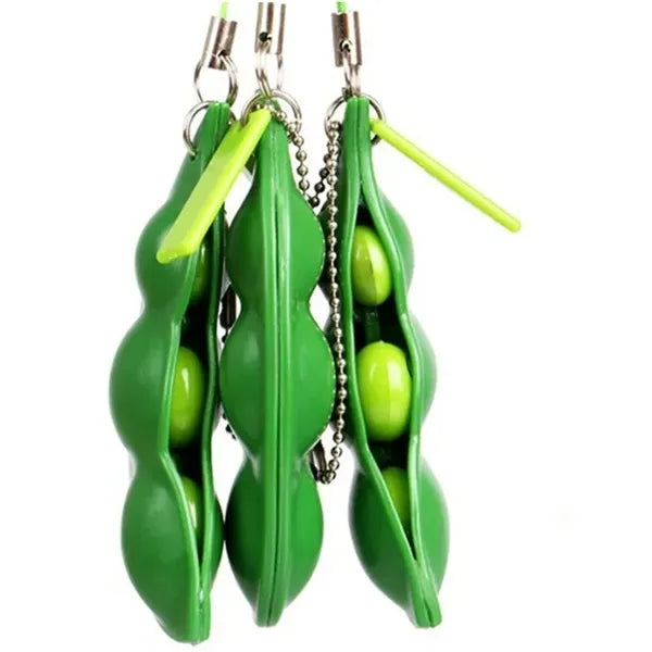 Pea-Shaped Squeeze Toy with Keychain