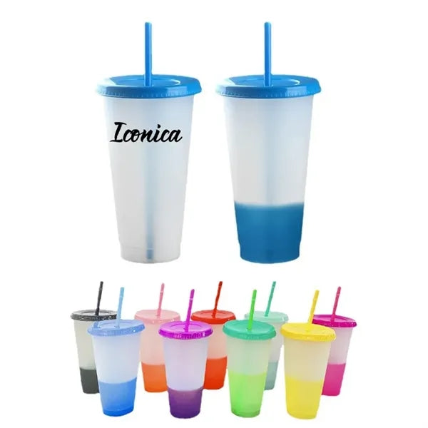 Thermochromic Cups with Lids and Straw