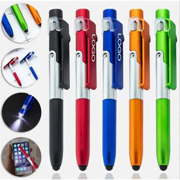 Folding LED Stylus Ballpoint Pen with Phone Stand