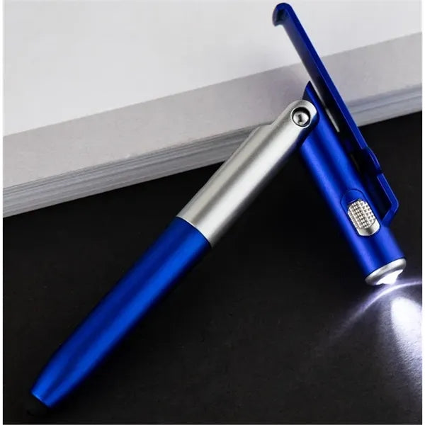 Folding LED Stylus Ballpoint Pen with Phone Stand