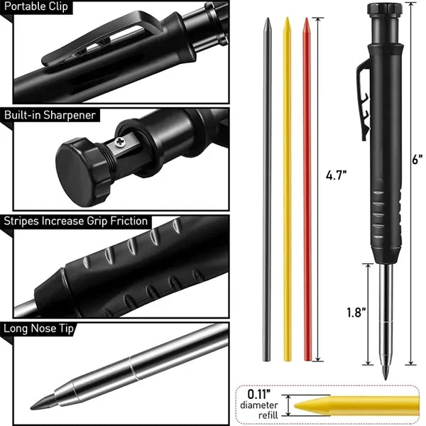 Long Nosed Deep Hole Mechanical Carpenter Pencil Marker