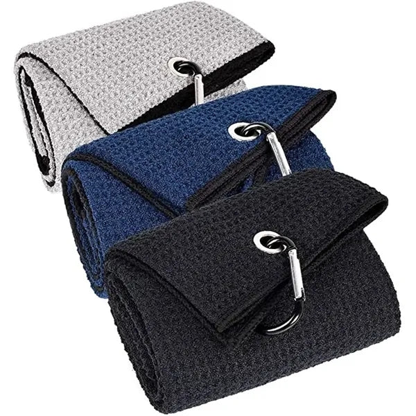 Microfiber Golf Towel- Waffle Pattern, Carabiner Clip