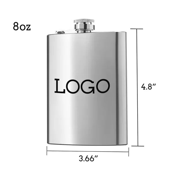 8oz Stainless Steel Portable Hip Flask Easy Pour Funnel Set