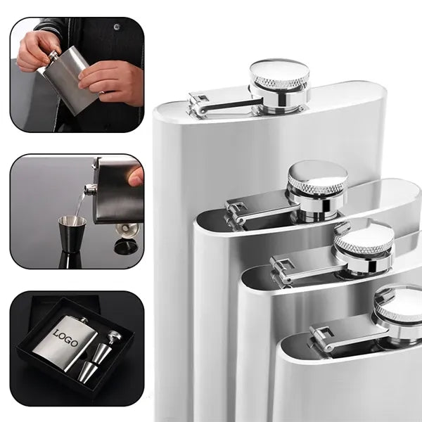 8oz Stainless Steel Portable Hip Flask Easy Pour Funnel Set
