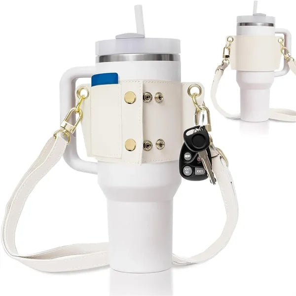 Leather Water Bottle Carrier Bag For 40/30 Oz Tumbler