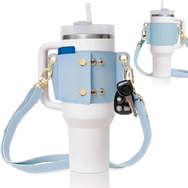 Leather Water Bottle Carrier Bag For 40/30 Oz Tumbler