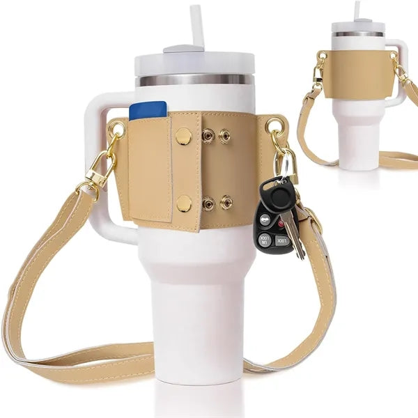 Leather Water Bottle Carrier Bag For 40/30 Oz Tumbler
