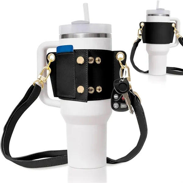 Leather Water Bottle Carrier Bag For 40/30 Oz Tumbler