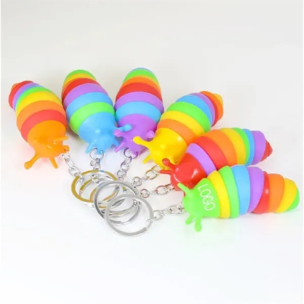 Slug/Caterpillar Keychain Stress Relief Toy w/ Keyring