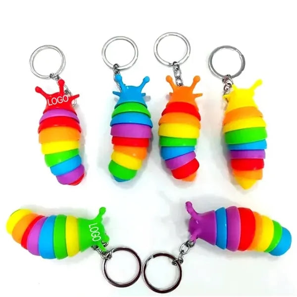Slug/Caterpillar Keychain Stress Relief Toy w/ Keyring